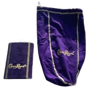Stainless Steel Flask . Purple . Removable Suede Sleeve . Crown Royal New w/ Bag